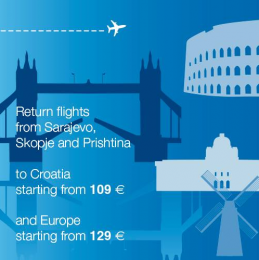 Letovi iz Sarajeva, Skoplja i Prištine za Hrvatsku i Europu od 109 EUR povratna karta sa taksama! Akcija!